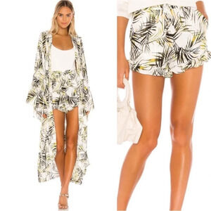 Misa Los Angeles High Waist White and Green Shorts